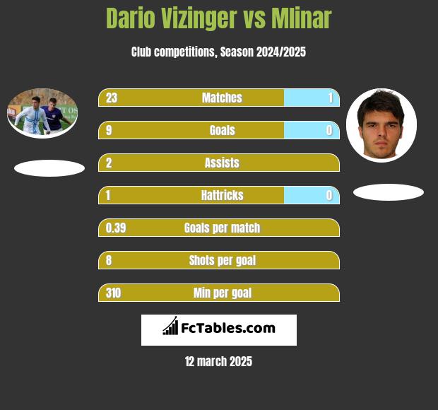 Dario Vizinger vs Mlinar h2h player stats