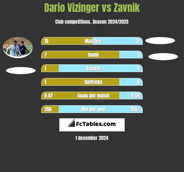 Dario Vizinger vs Zavnik h2h player stats