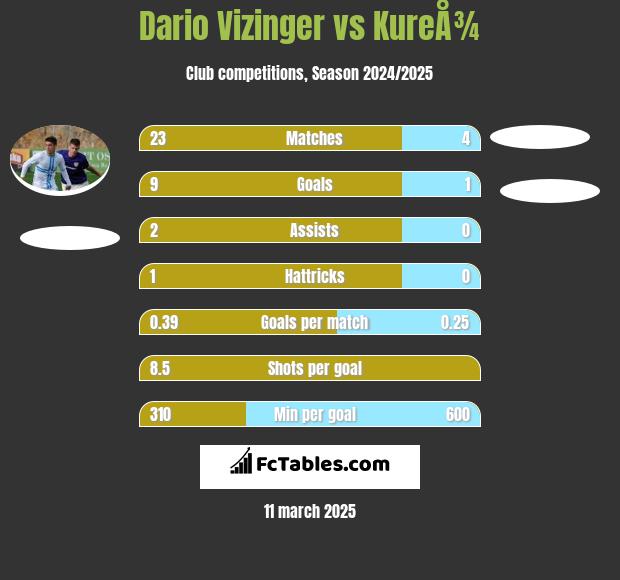 Dario Vizinger vs KureÅ¾ h2h player stats