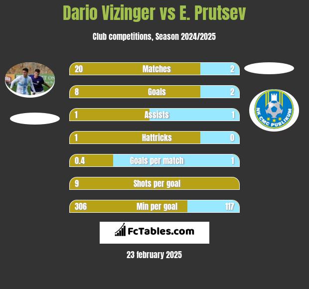 Dario Vizinger vs E. Prutsev h2h player stats