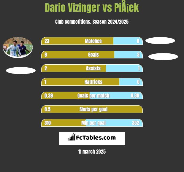 Dario Vizinger vs PiÅ¡ek h2h player stats