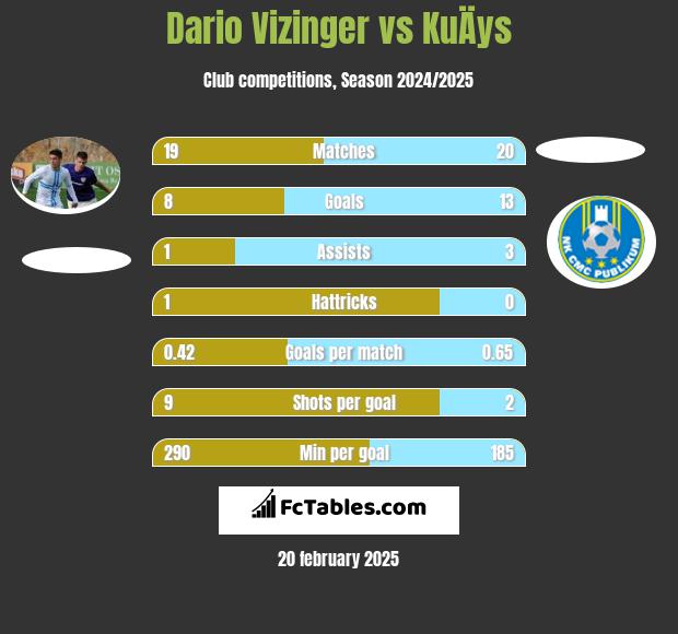 Dario Vizinger vs KuÄys h2h player stats