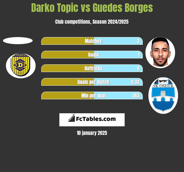 Darko Topic vs Guedes Borges h2h player stats