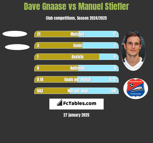 Dave Gnaase vs Manuel Stiefler h2h player stats