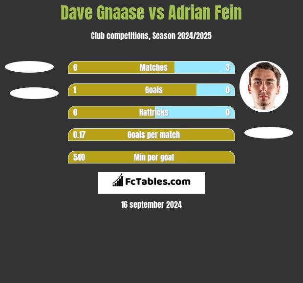 Dave Gnaase vs Adrian Fein h2h player stats