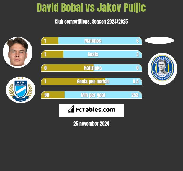 David Bobal vs Jakov Puljic h2h player stats