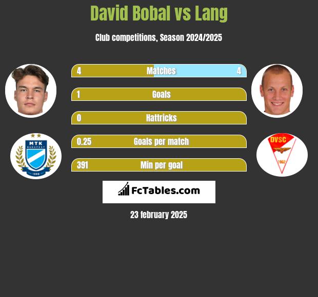 David Bobal vs Lang h2h player stats