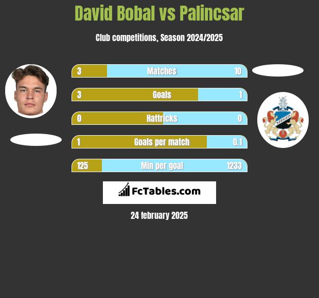 David Bobal vs Palincsar h2h player stats