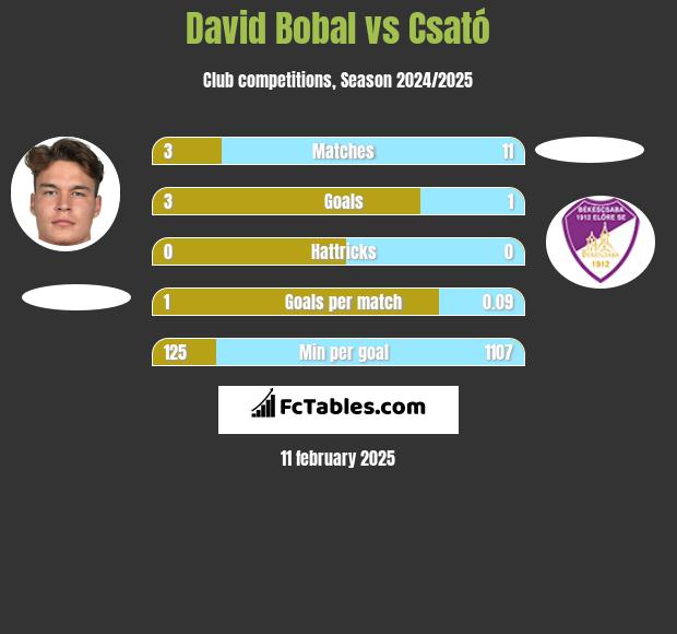 David Bobal vs Csató h2h player stats