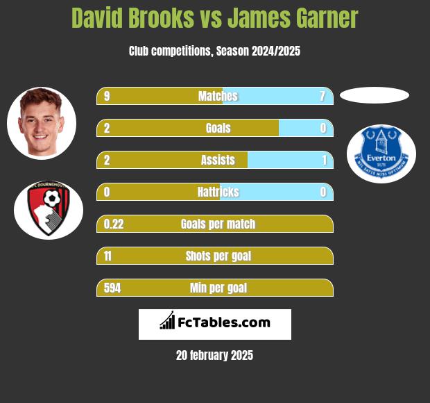 David Brooks vs James Garner h2h player stats