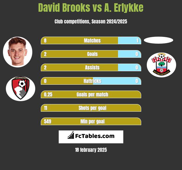 David Brooks vs A. Erlykke h2h player stats