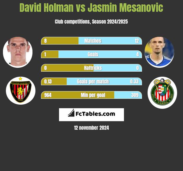 David Holman vs Jasmin Mesanovic h2h player stats