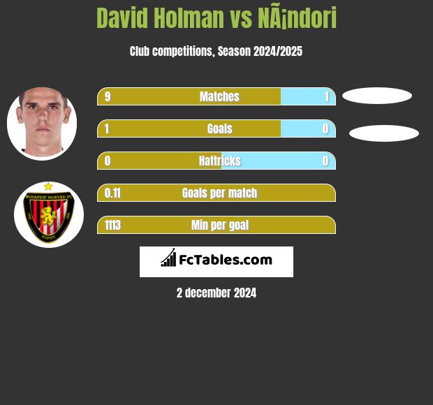 David Holman vs NÃ¡ndori h2h player stats