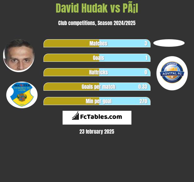 David Hudak vs PÃ¡l h2h player stats