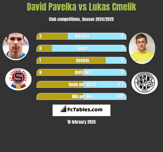 David Pavelka vs Lukas Cmelik h2h player stats