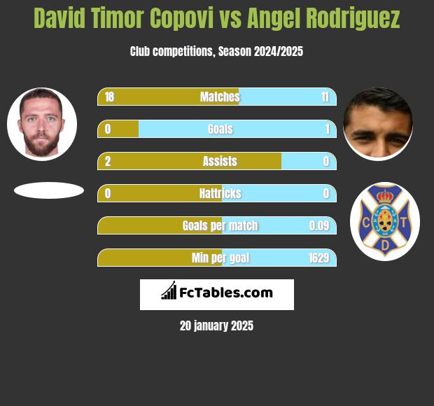 David Timor Copovi vs Angel Rodriguez h2h player stats