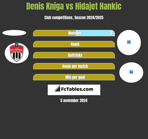 Denis Kniga vs Hidajet Hankic h2h player stats