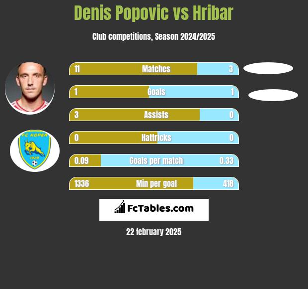 Denis Popovic vs Hribar h2h player stats