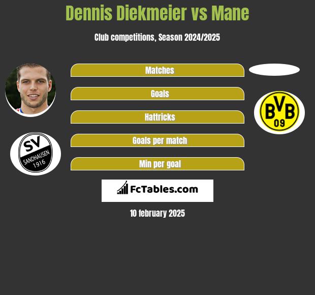 Dennis Diekmeier vs Mane h2h player stats