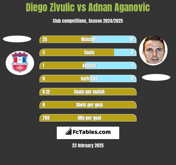 Diego Zivulic vs Adnan Aganovic h2h player stats