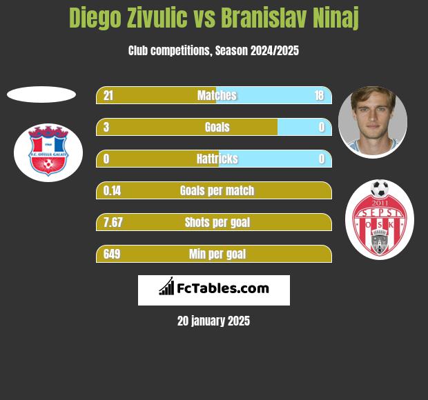 Diego Zivulic vs Branislav Ninaj h2h player stats