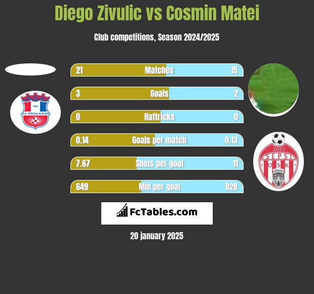 Diego Zivulic vs Cosmin Matei h2h player stats