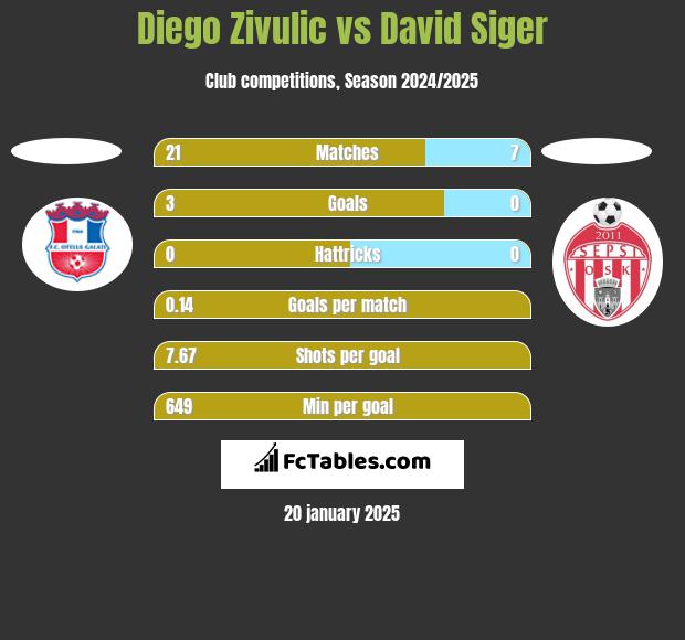 Diego Zivulic vs David Siger h2h player stats