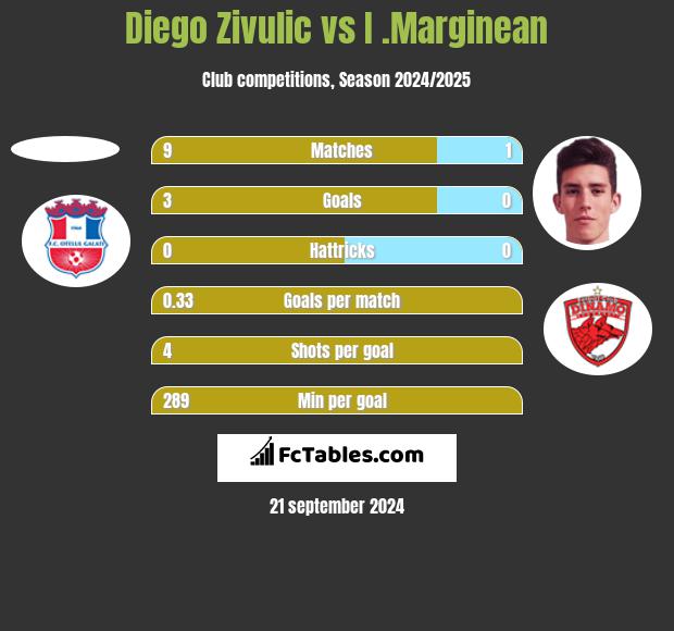 Diego Zivulic vs I .Marginean h2h player stats