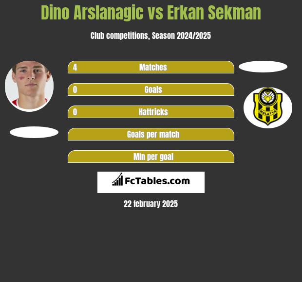 Dino Arslanagic vs Erkan Sekman h2h player stats