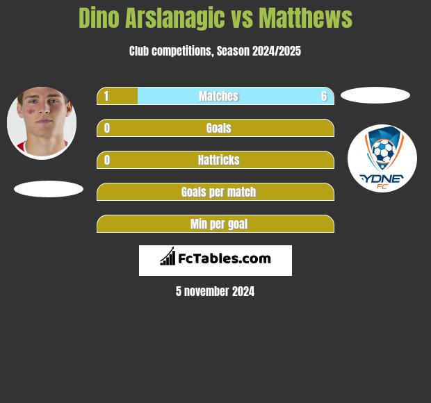 Dino Arslanagic vs Matthews h2h player stats