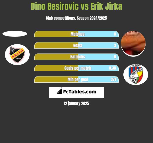 Dino Besirovic vs Erik Jirka h2h player stats