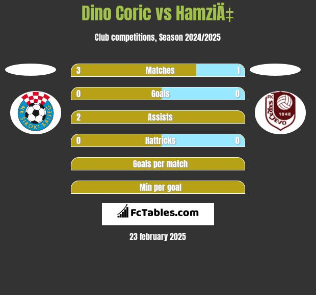 Dino Coric vs HamziÄ‡ h2h player stats