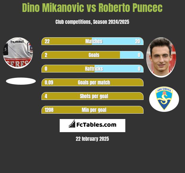 Dino Mikanovic vs Roberto Puncec h2h player stats