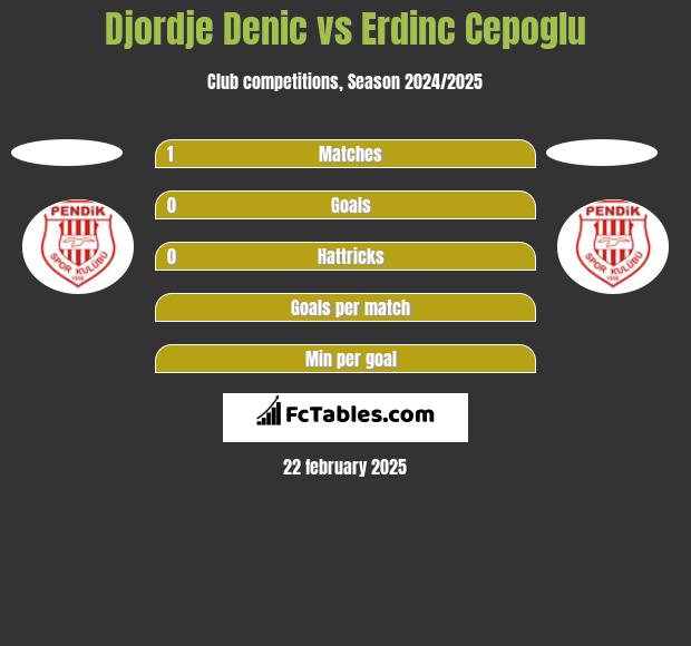 Djordje Denic vs Erdinc Cepoglu h2h player stats