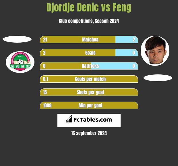 Djordje Denic vs Feng h2h player stats