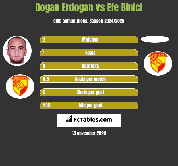 Dogan Erdogan vs Efe Binici h2h player stats