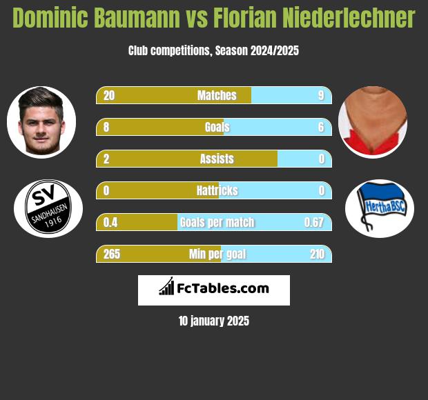 Dominic Baumann vs Florian Niederlechner h2h player stats