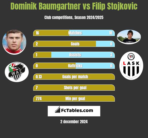 Dominik Baumgartner vs Filip Stojkovic h2h player stats