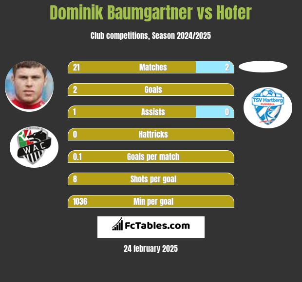 Dominik Baumgartner vs Hofer h2h player stats