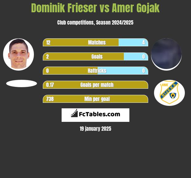 Dominik Frieser vs Amer Gojak h2h player stats