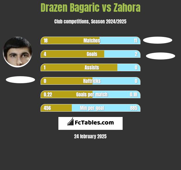 Drazen Bagaric vs Zahora h2h player stats