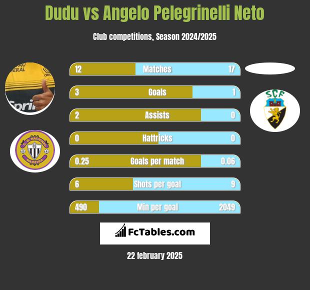 Dudu vs Angelo Pelegrinelli Neto h2h player stats