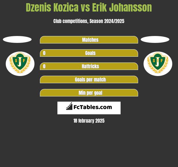 Dzenis Kozica vs Erik Johansson h2h player stats