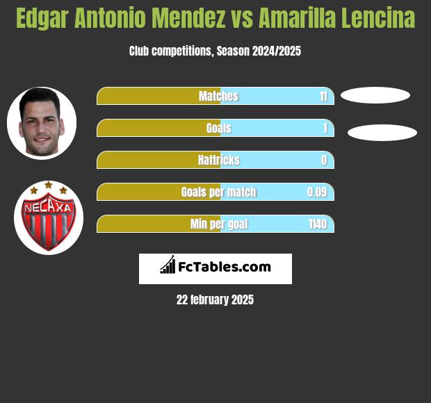 Edgar Antonio Mendez vs Amarilla Lencina h2h player stats