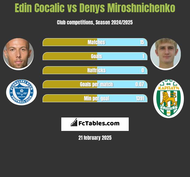 Edin Cocalic vs Denys Miroshnichenko h2h player stats