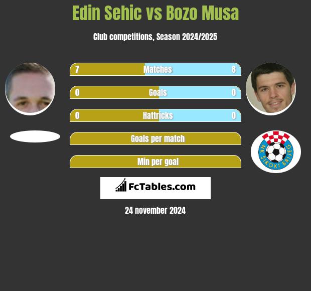 Edin Sehic vs Bozo Musa h2h player stats