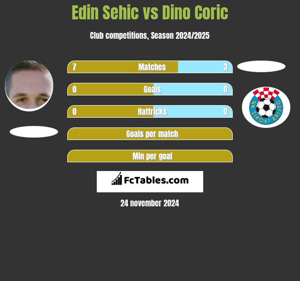 Edin Sehic vs Dino Coric h2h player stats