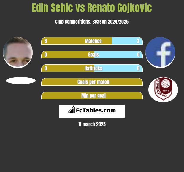 Edin Sehic vs Renato Gojkovic h2h player stats