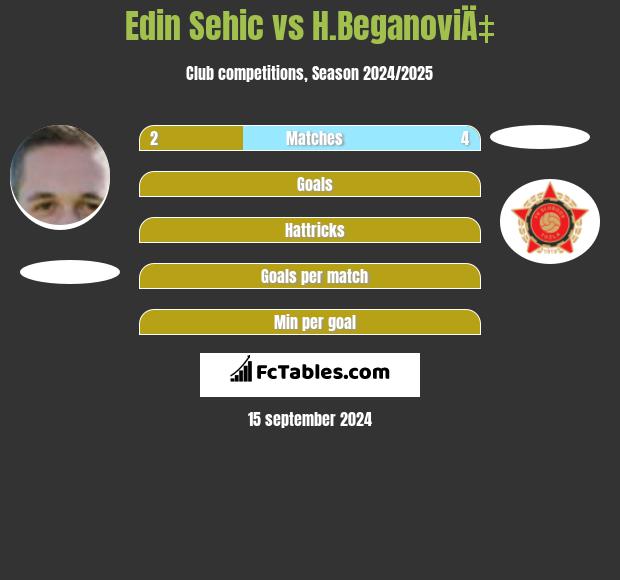 Edin Sehic vs H.BeganoviÄ‡ h2h player stats