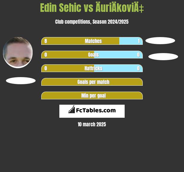 Edin Sehic vs ÄuriÄkoviÄ‡ h2h player stats